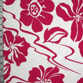 White/Hot Pink Floral Print on Nylon Spandex