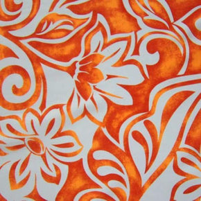  White/Orange Floral Print on Nylon Spandex