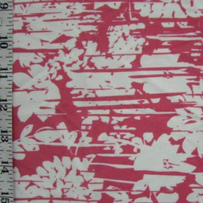  White/Pink Floral Print on Nylon Spandex