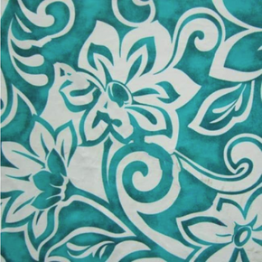  White/Turquoise Floral Print on Nylon Spandex