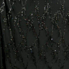  Black Fancy Fringes Sequin on Polyester Spandex