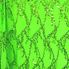  Light Green/Neon Green Fancy Fringes Sequin on Polyester Spandex