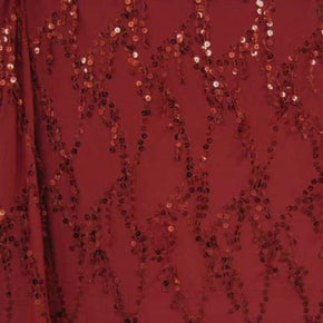  Red/Dark Red Fancy Fringes Sequin on Polyester Spandex