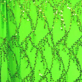 Light Green Fancy Fringes Sequin on Polyester Spandex
