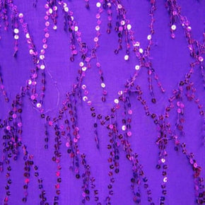  Purple Fancy Fringes Sequin on Polyester Spandex