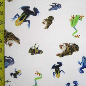 Multi-Colored Frogs Print on Polyester Spandex