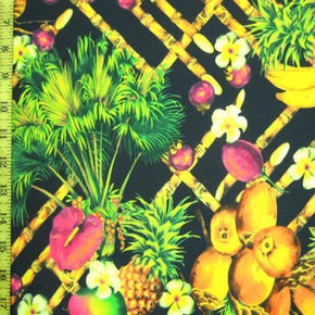 Multi-Colored Fruit Print on Polyester Spandex