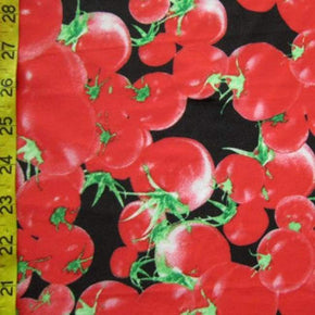 Yellow Tomato Print On Polyester Spandex
