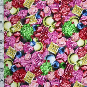 Multi-Colored Gemstones Print on Polyester Spandex