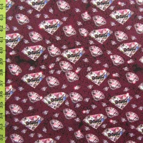  Pink/Wine Gemstones Print on Polyester Spandex