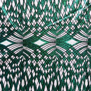  White/Green Shiny Geometric Two-Tone 3mm Sequin on Polyester Mesh