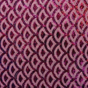 Fuchsia/Pink Geometric Two-Tone 3mm Sequin on Stretch Mesh