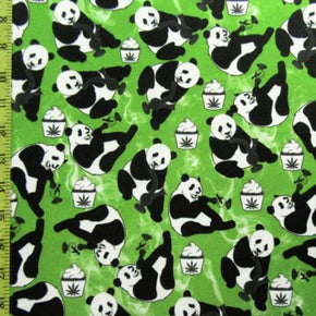  Green Giant panda Print on Polyester Spandex