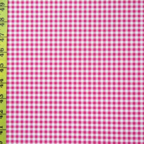  Pink/White Gingham Print on Polyester Spandex