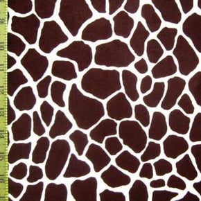  Coffee/White Giraffe Print on Polyester Spandex