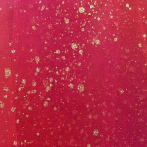  Gold/Red Shiny Glitter Mesh Metallic Foil on Stretch Mesh