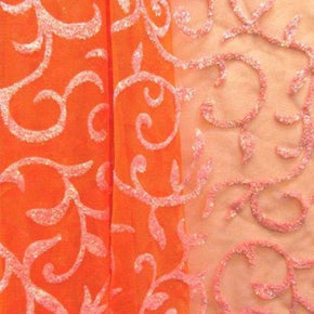  Orange Holographic Glitter Mesh on Stretch Mesh