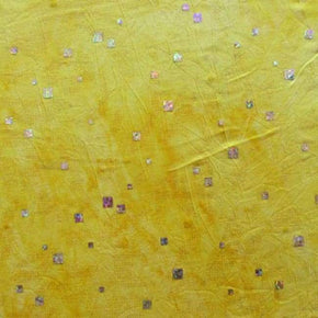  Yellow Shiny Holographic Dot Metallic Foil on Spandex