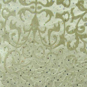  Cream Embossed Holographic Sequin Velvet 