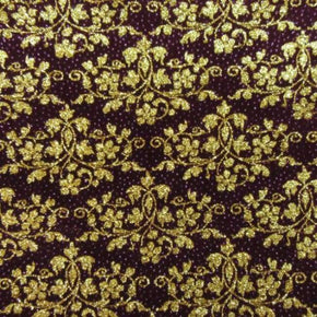  Gold/Hibiscus Shiny Glitter Velvet on Velvet 