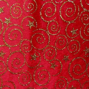  Gold/Red Glitter Velvet on Velvet 