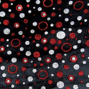 Red/Silver/Black Glitter Velvet on Velvet 