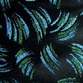  Turquoise/Green/Black Glitter Velvet on Velvet 