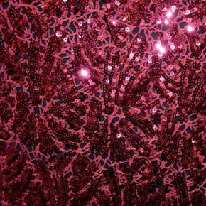  Burgundy Solid Colored 4mm Sequins on GUIPURE LACE