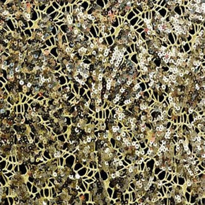  Gold Solid Colored 4mm Sequins on GUIPURE LACE