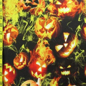 Multi-Colored Halloween Print on Polyester Spandex