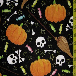 Multi-Colored Halloween Print on Polyester Spandex