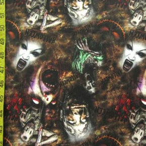 Multi-Colored Halloween Print on Polyester Spandex