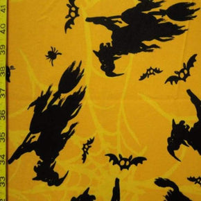  Black/Orange Halloween Print on Polyester Spandex