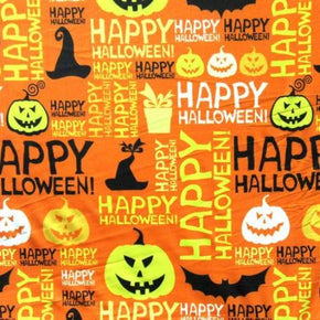  Orange Halloween Print on Polyester Spandex