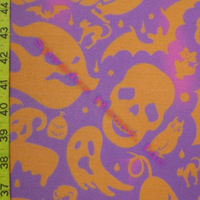  Yellow/Lavender Halloween Print on Polyester Spandex