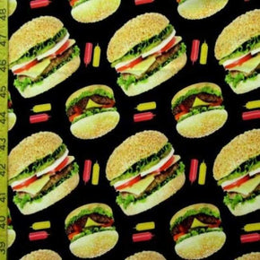 Multi-Colored Hamburger Print on Polyester Spandex
