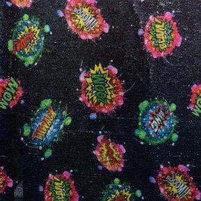 Multi-Colored Comic Printed Sequins 2mm Sequins on Polyester Mesh