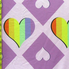 Multi-Colored Heart Print on Polyester Spandex