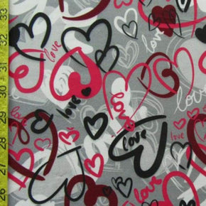 Multi-Colored Hearts Print on Nylon Spandex