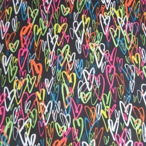  Black/Red Hearts Print on Polyester Spandex