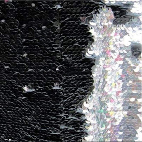  Black/Silver Heavy Reversible 5mm Sequins on Heavy Spandex