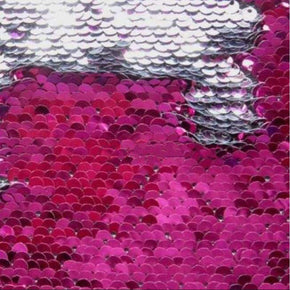  Fuchsia/Silver Heavy Reversible 5mm Sequins on Polyester Spandex