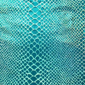  Turquoise/Silver Holographic Animal Print Metallic Foil on Spandex