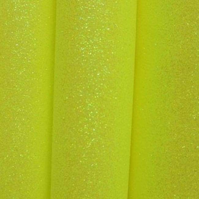 Holographic Glitter on Interlock PVC Neon Yellow