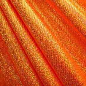  Neon Orange/Yellow Holographic Foil Dot on Nylon Spandex
