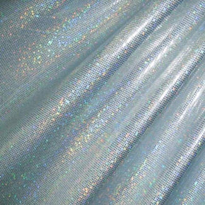  Silver/Light Blue Holographic Foil Dot on Nylon Spandex