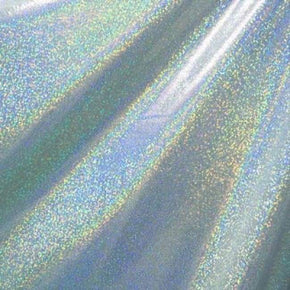  Silver/Light Blue Holographic Mini Dot on Nylon Spandex