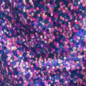Purple Holographic 4mm Sequins on Polyester Spandex