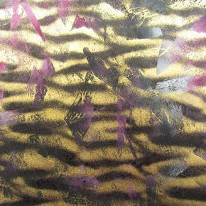  Gold/Purple/Black Holographic Metallic Foil on Polyester Spandex