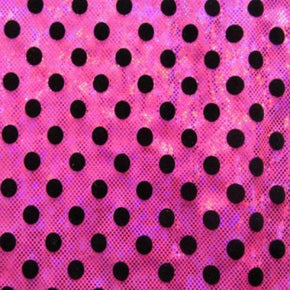  Fuchsia/Black Holographic Dots Print on Nylon Spandex